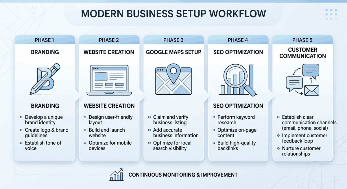 Complete website and GMB set-up workflow for local businesses
