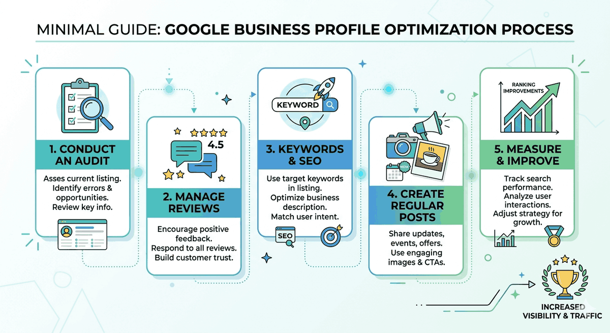 Minimal guide Google business profile optimization process