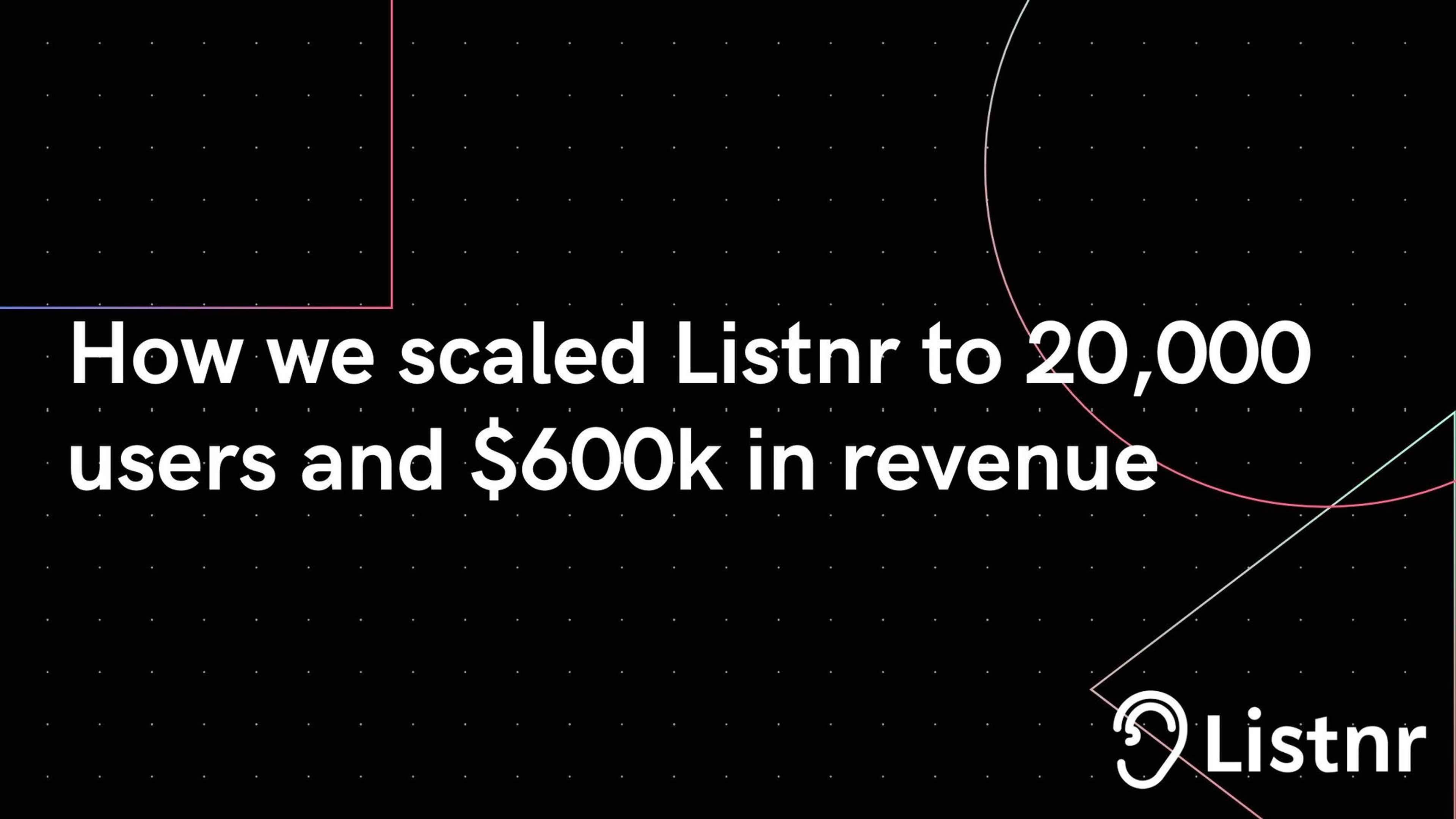 Scaling Listnr to 20,000 users and $600k in revenue