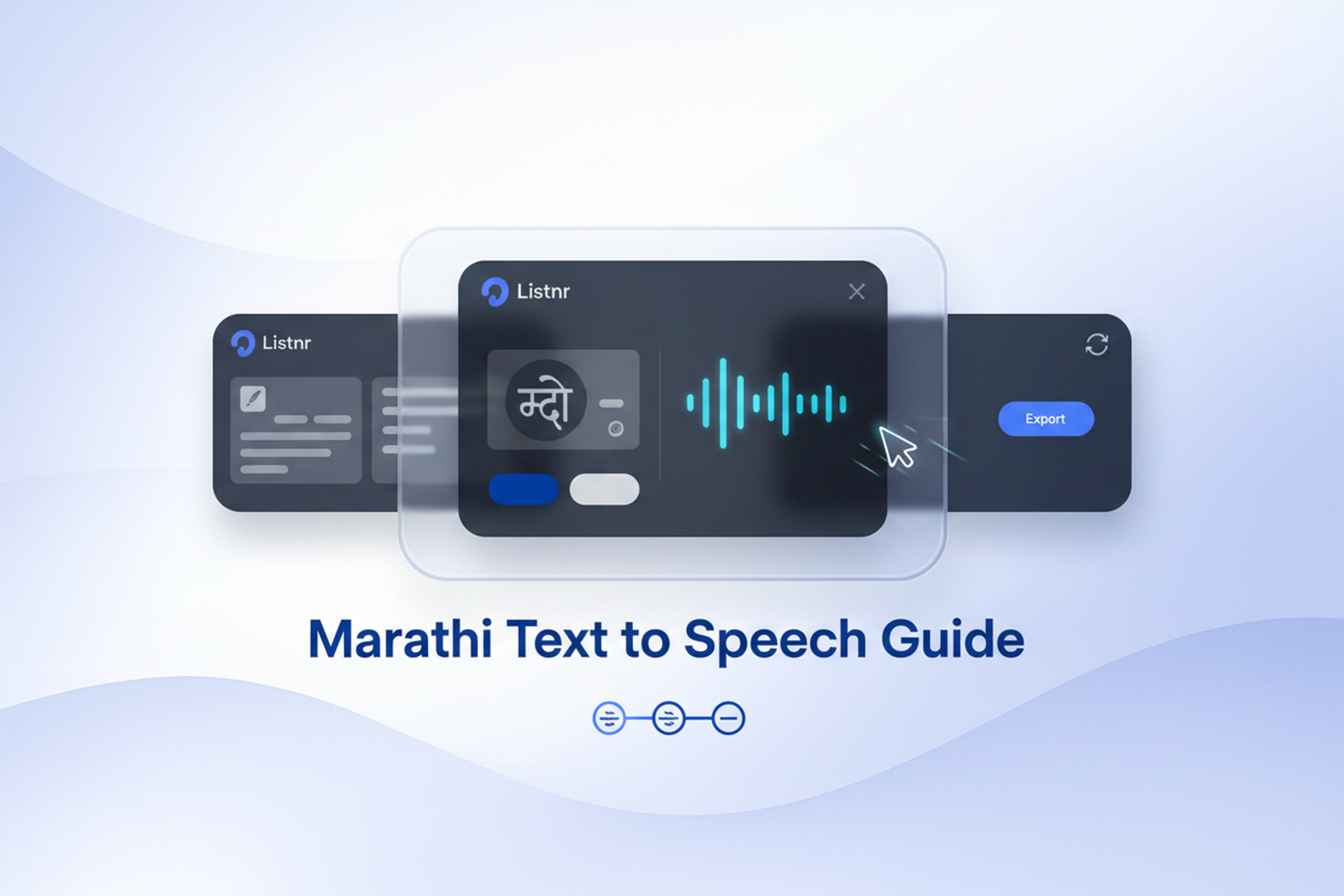 Marathi text to speech workflow showing script input, voice selection, and audio export for voiceovers