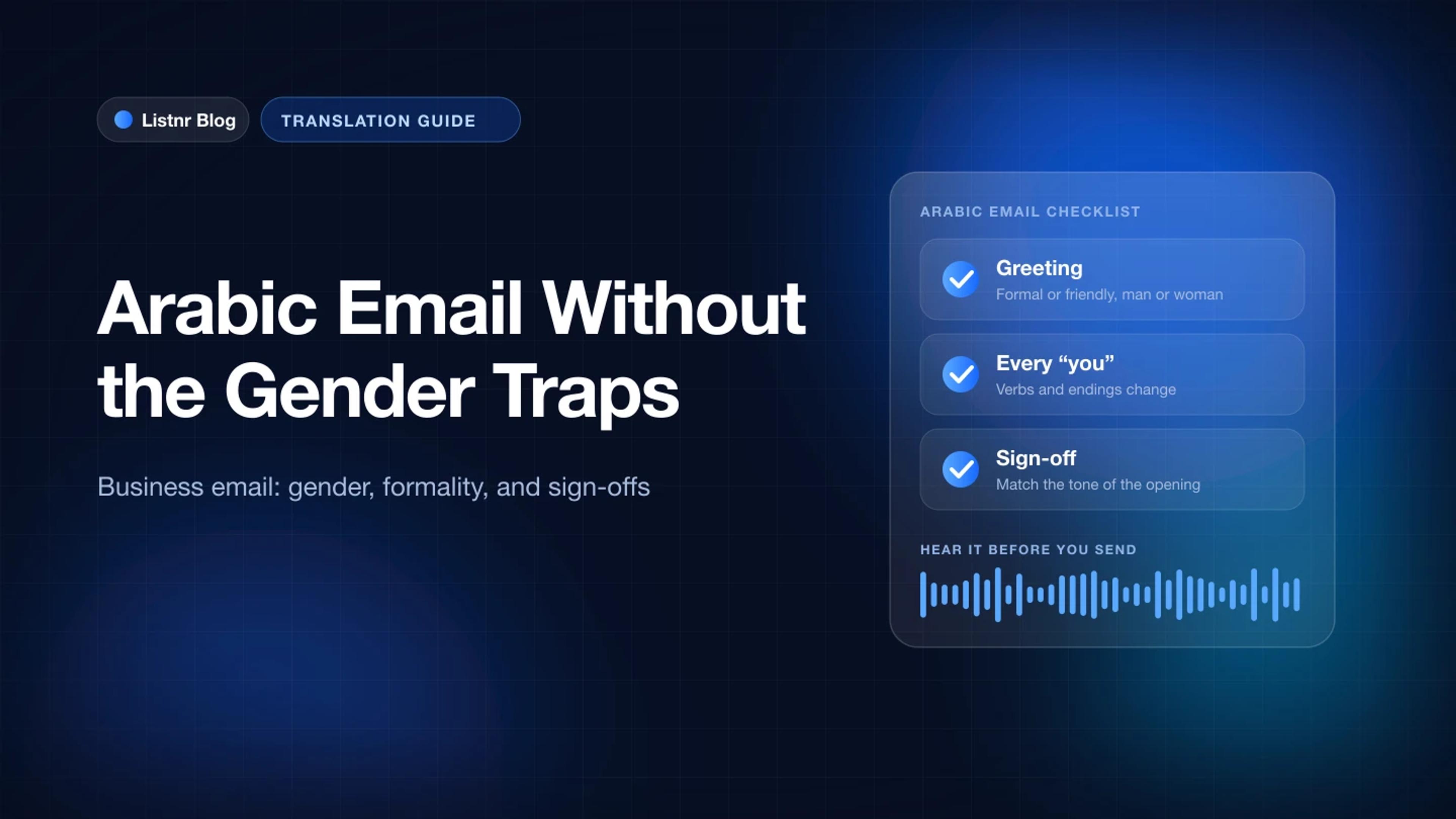 Arabic Business Email Without the Gender and Register Traps