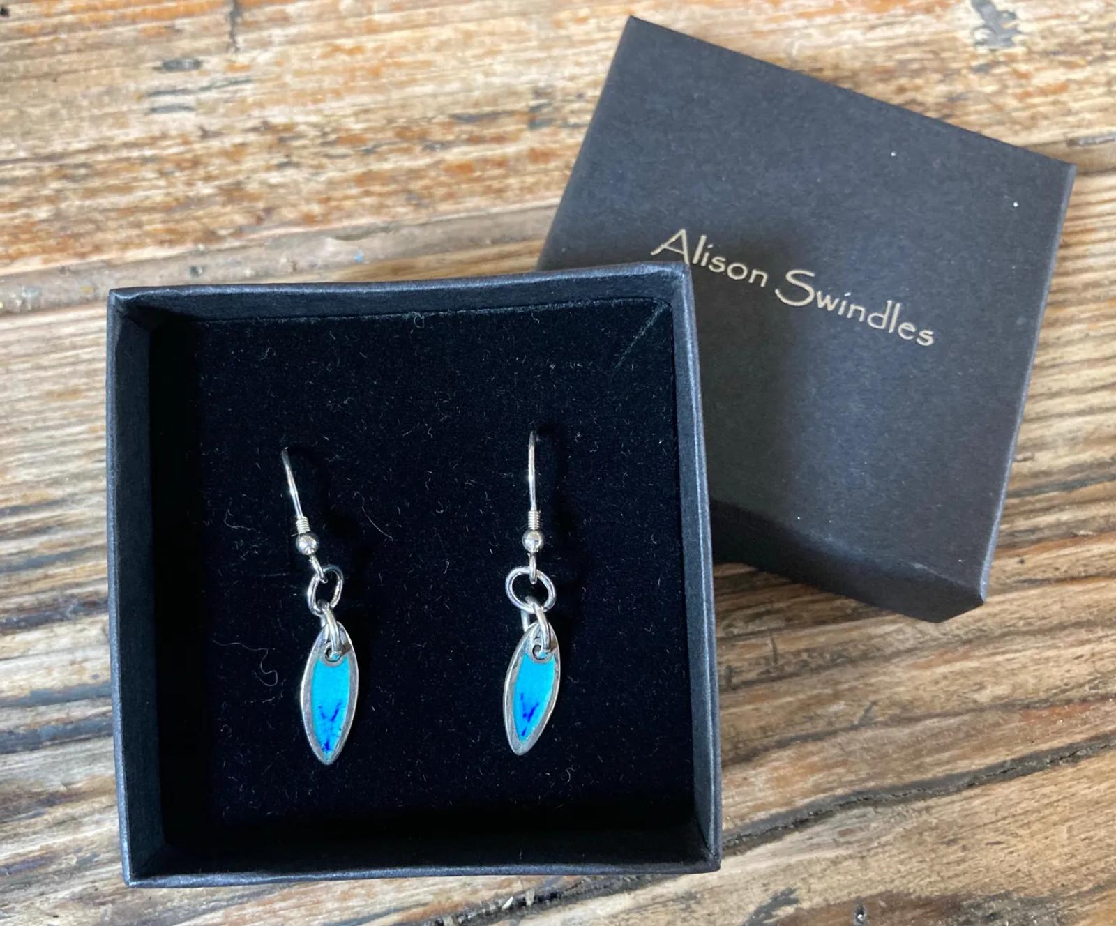 Blue Enamelled Earrings