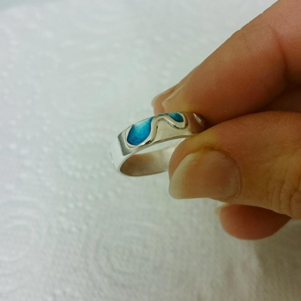 Enamel and silver ring