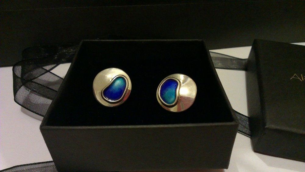 Blue enamelled silver cufflinks