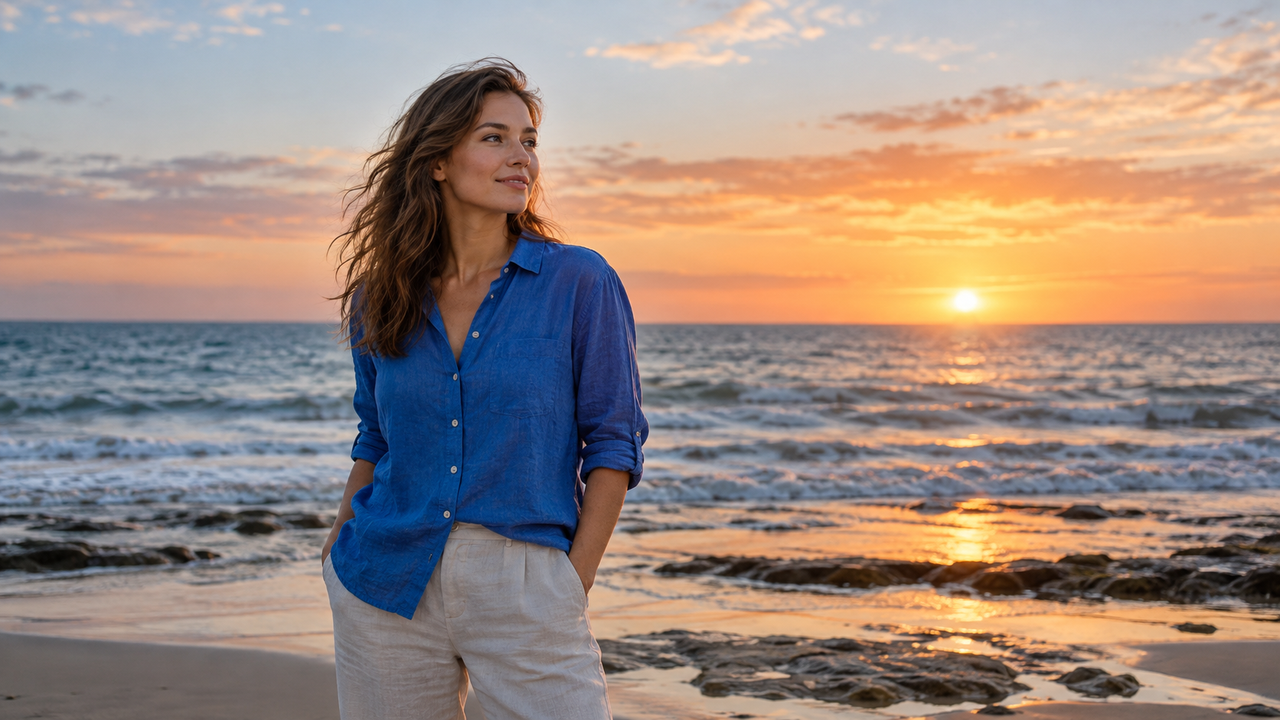 Balanced light keeps both the subject and the sunset.