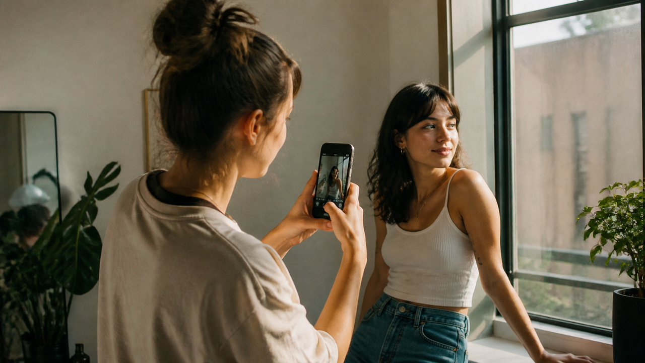 Taking a natural portrait photo on a phone for a polished look without heavy editing