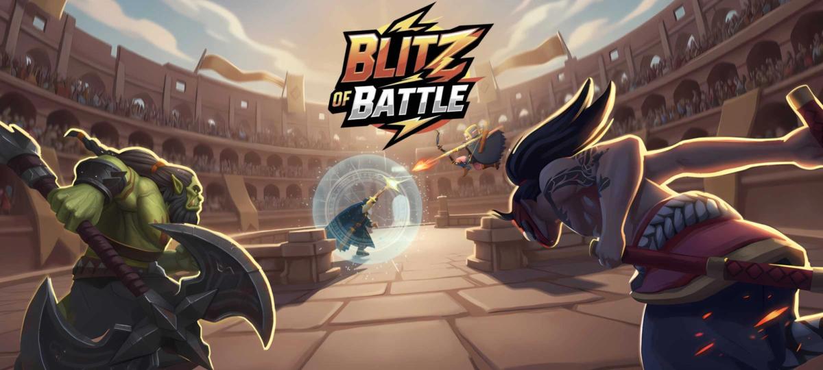  Blitz of Battle 2v2 MOBA arena key art with heroes facing off 