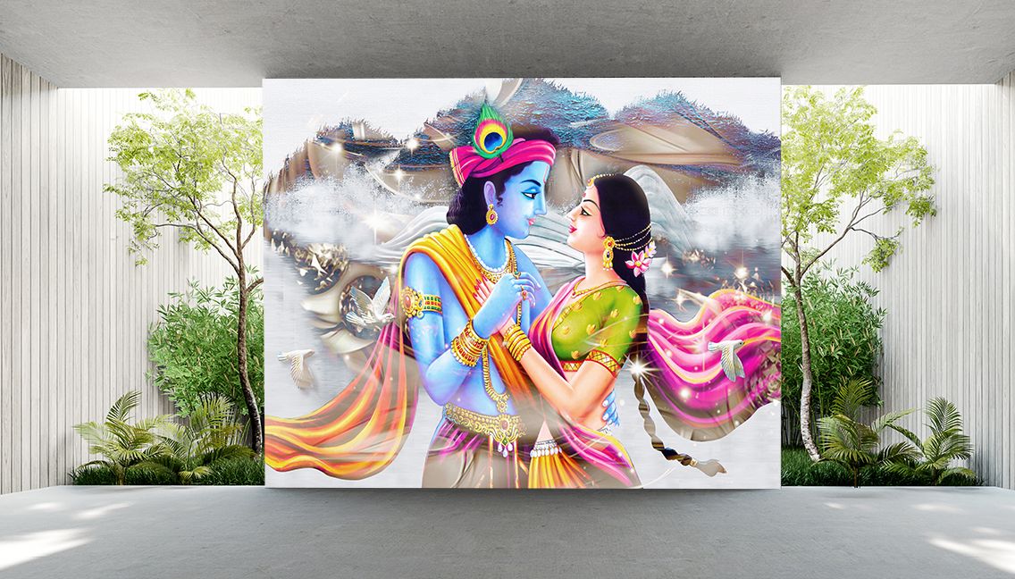 Picture of  Radha krishna & Mountain View 5D,6D,7D Wallpaper