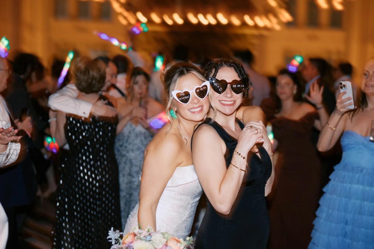 Wedding guests taking photos at a reception