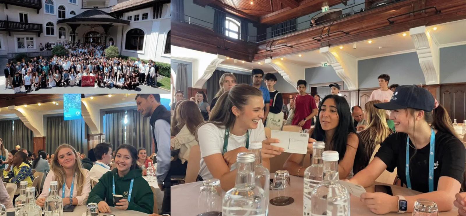 Group of images showing students attending an event