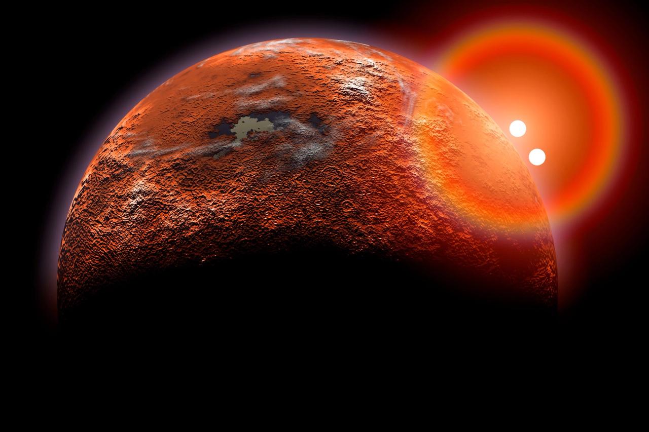 Close up of a red planet