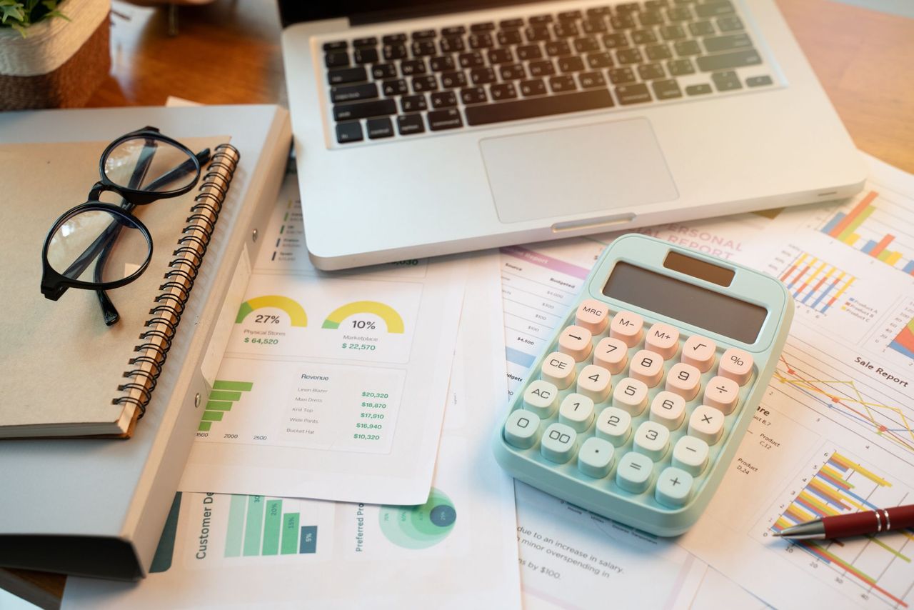 An assortment of graphs with a calculator