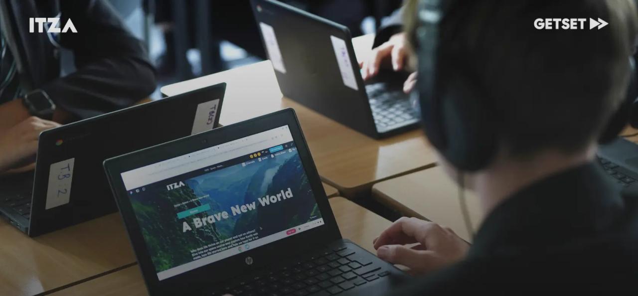 Student looking at a laptop
