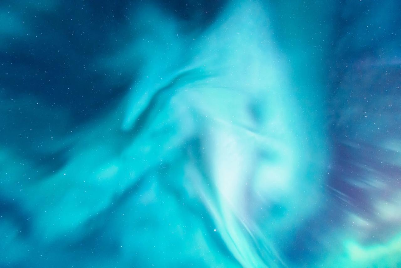 Light blue aurora in the sky