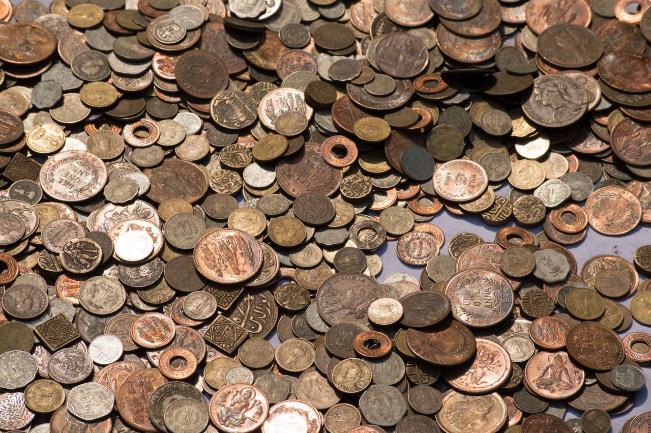 Coins of different currencies