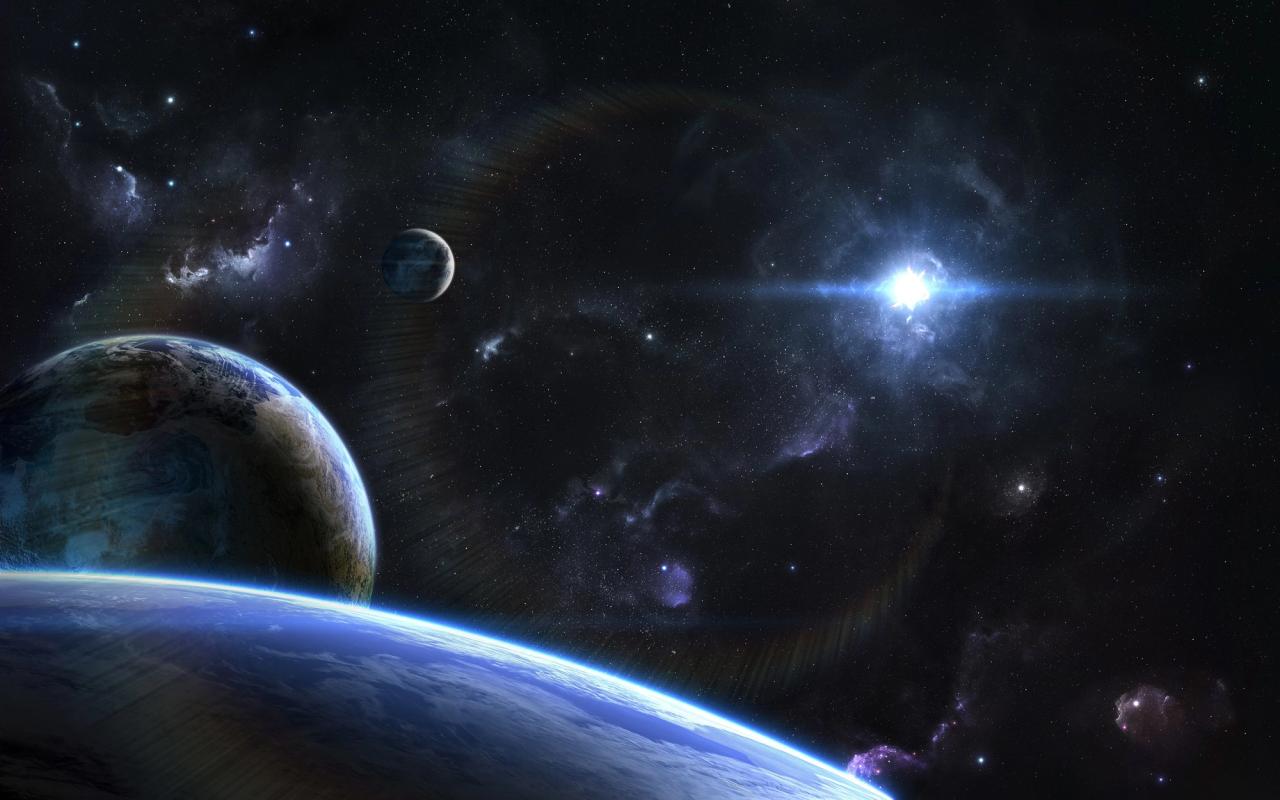 A string of planets in space