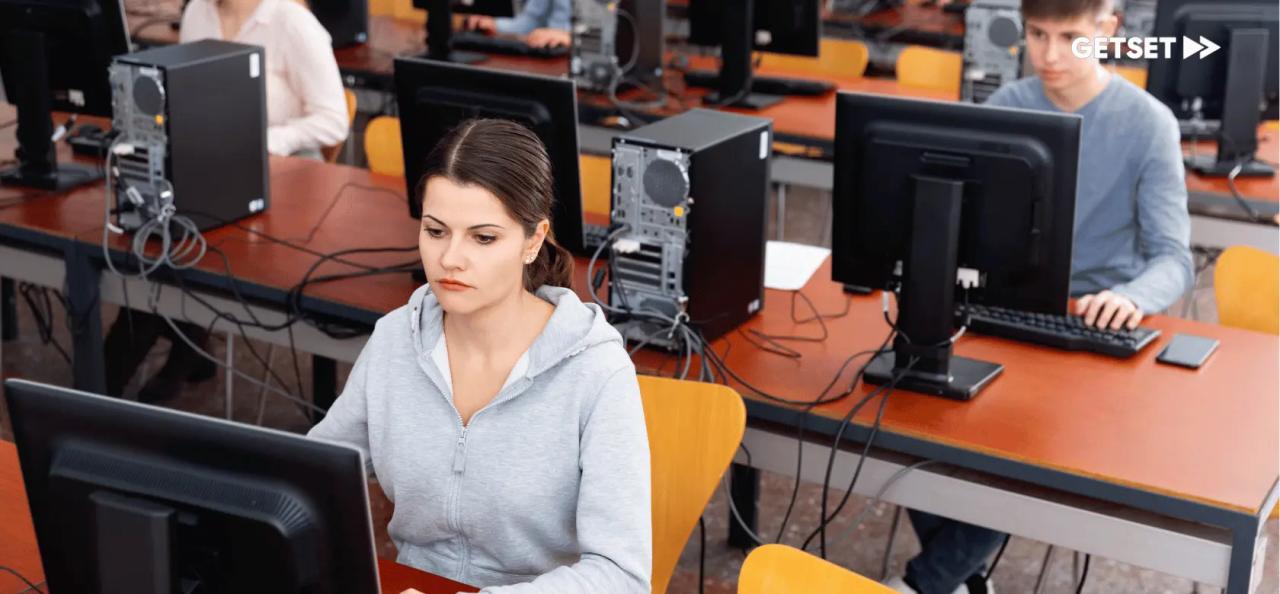 Students in the class using computers