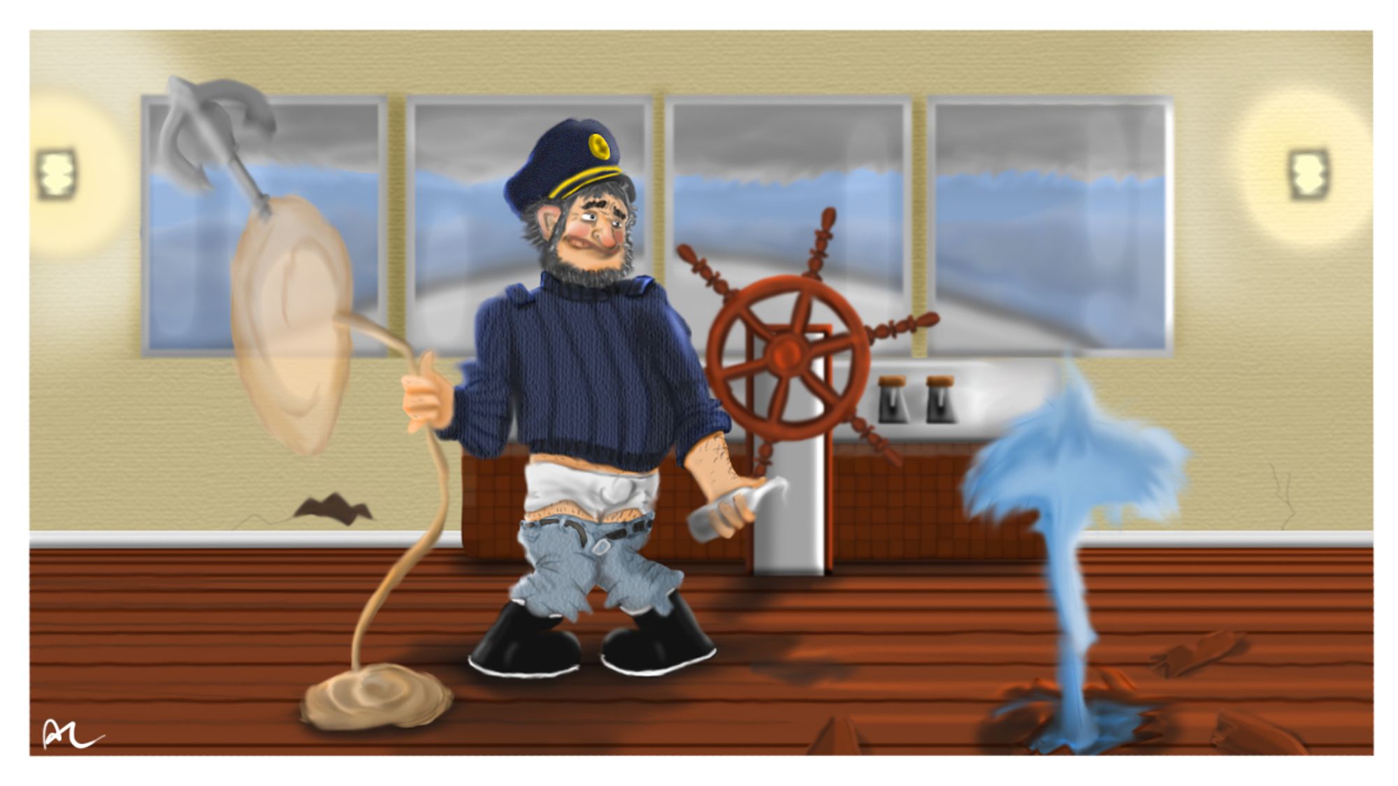 A skipper losing his ship