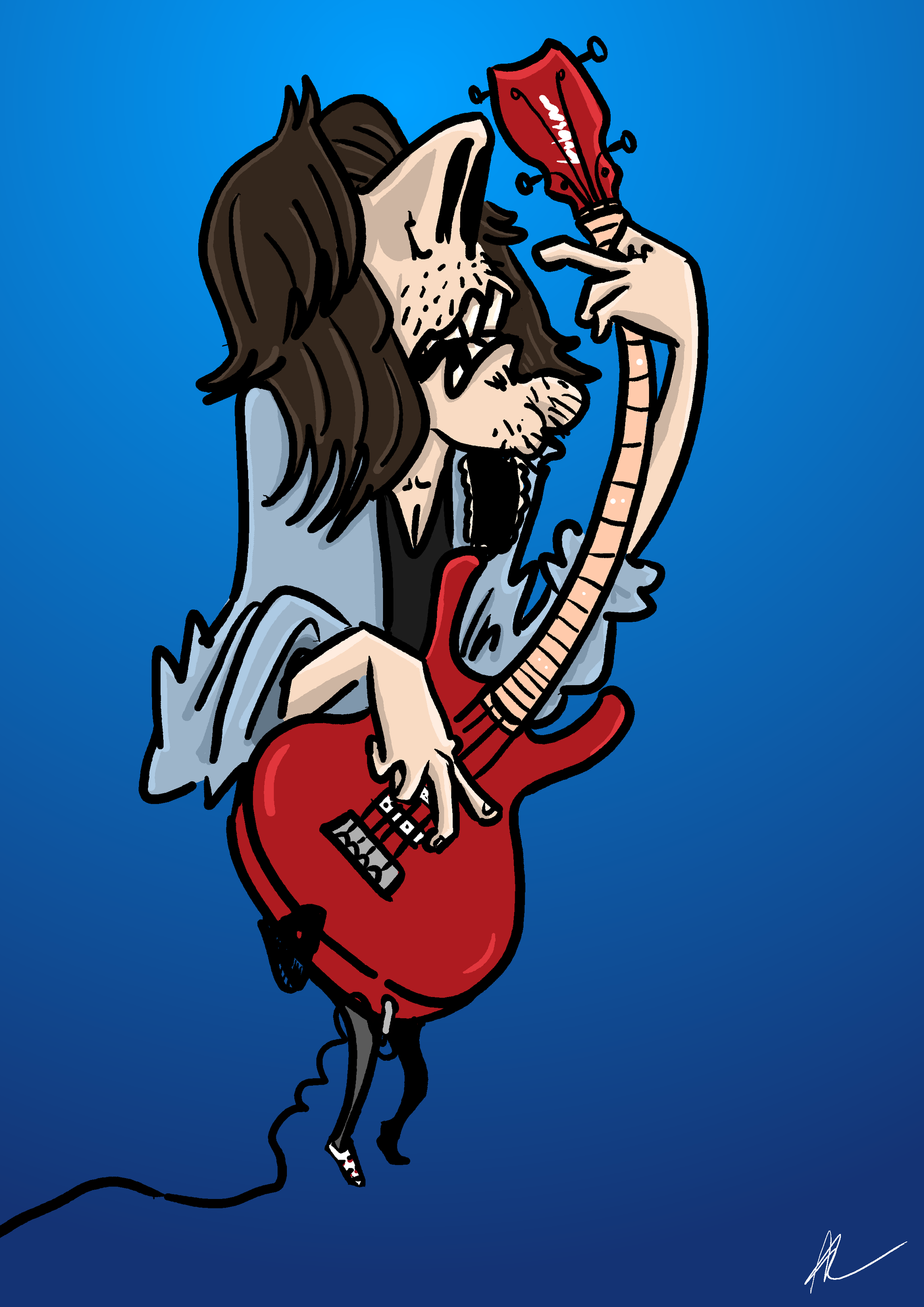 Bass player 70's style