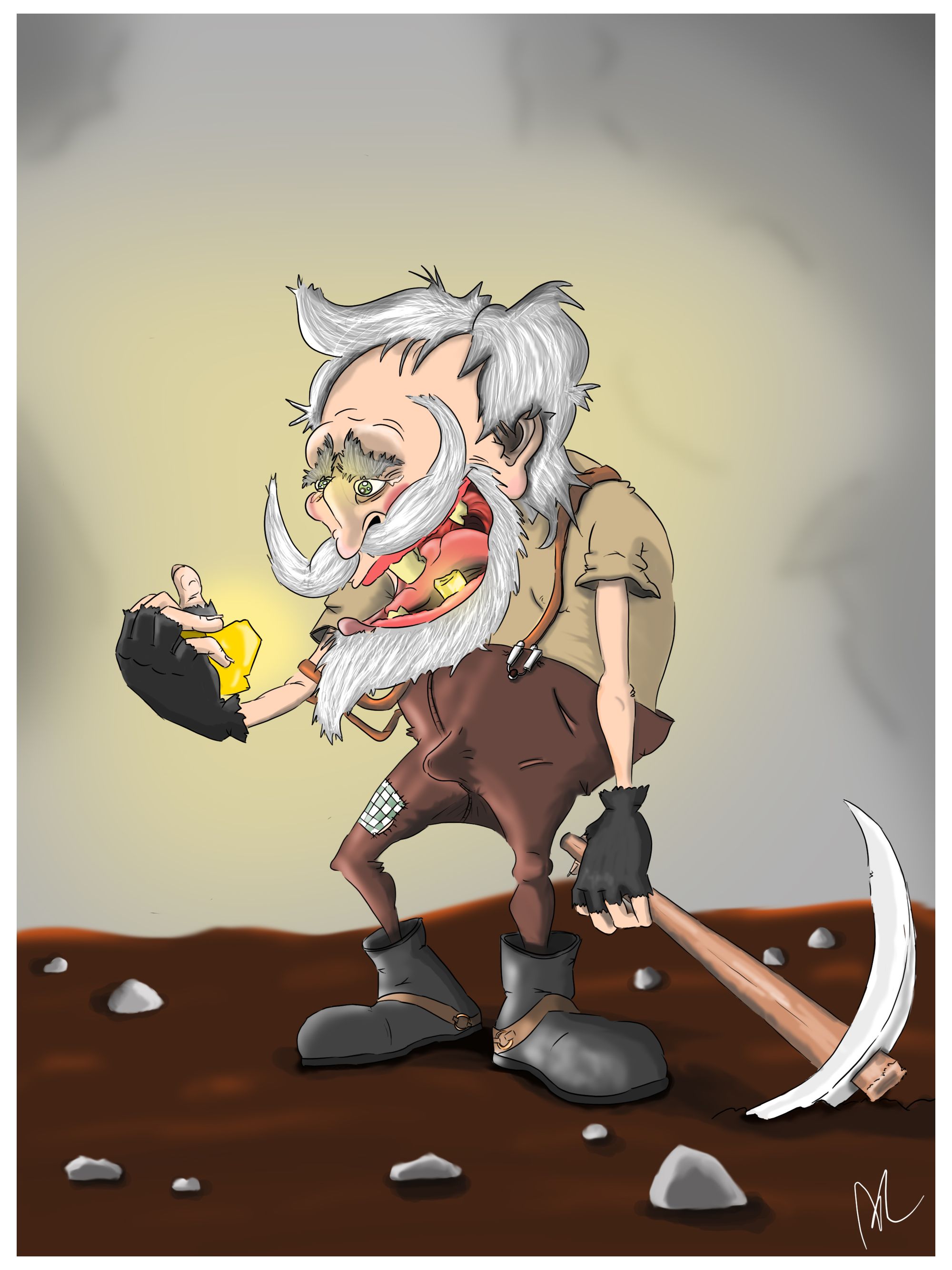 Old gold digger found his piece