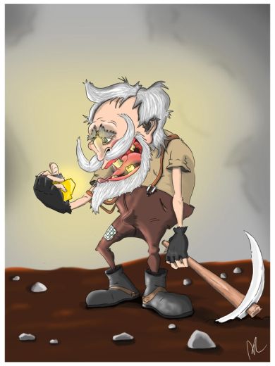 Old gold digger found his piece