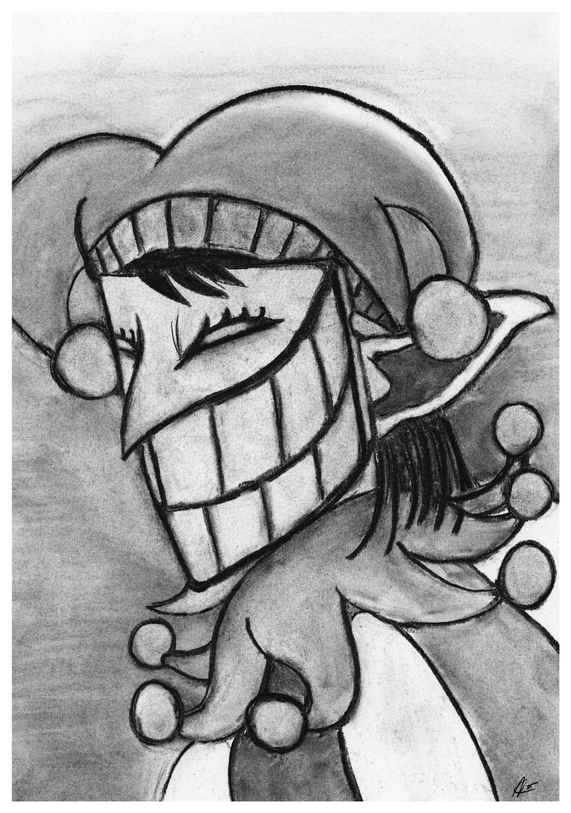 Profile of a jester with a mask