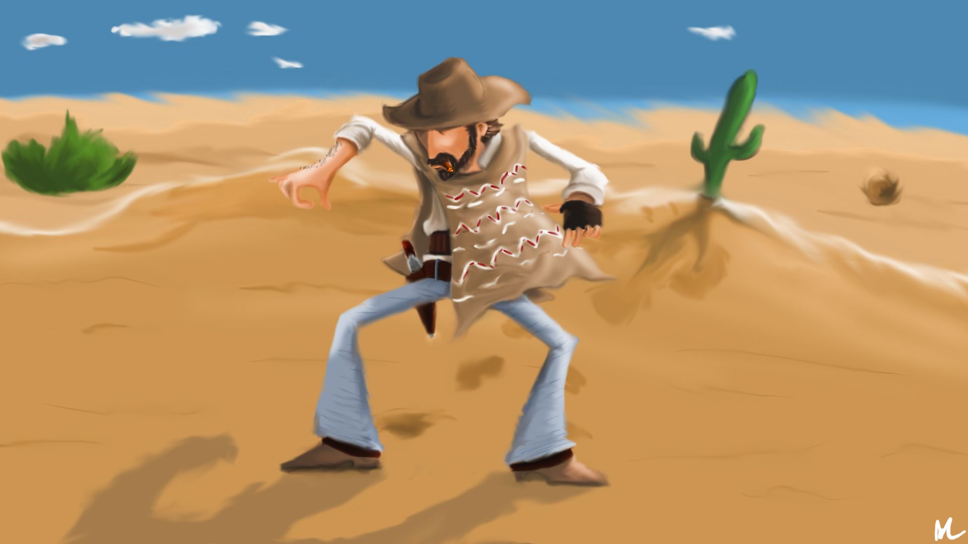 Cowboy having a stand off