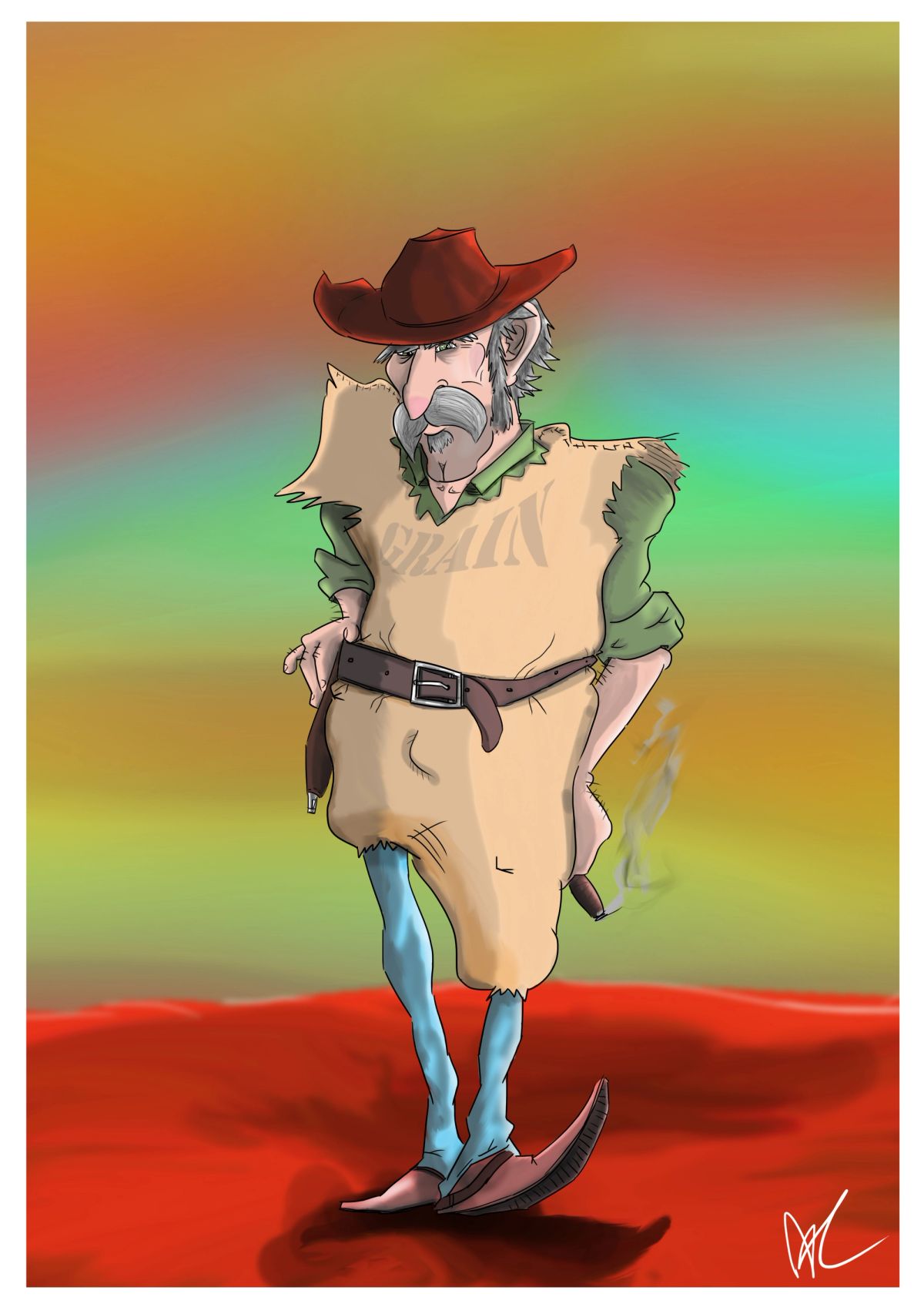 Cowboy with unique poncho