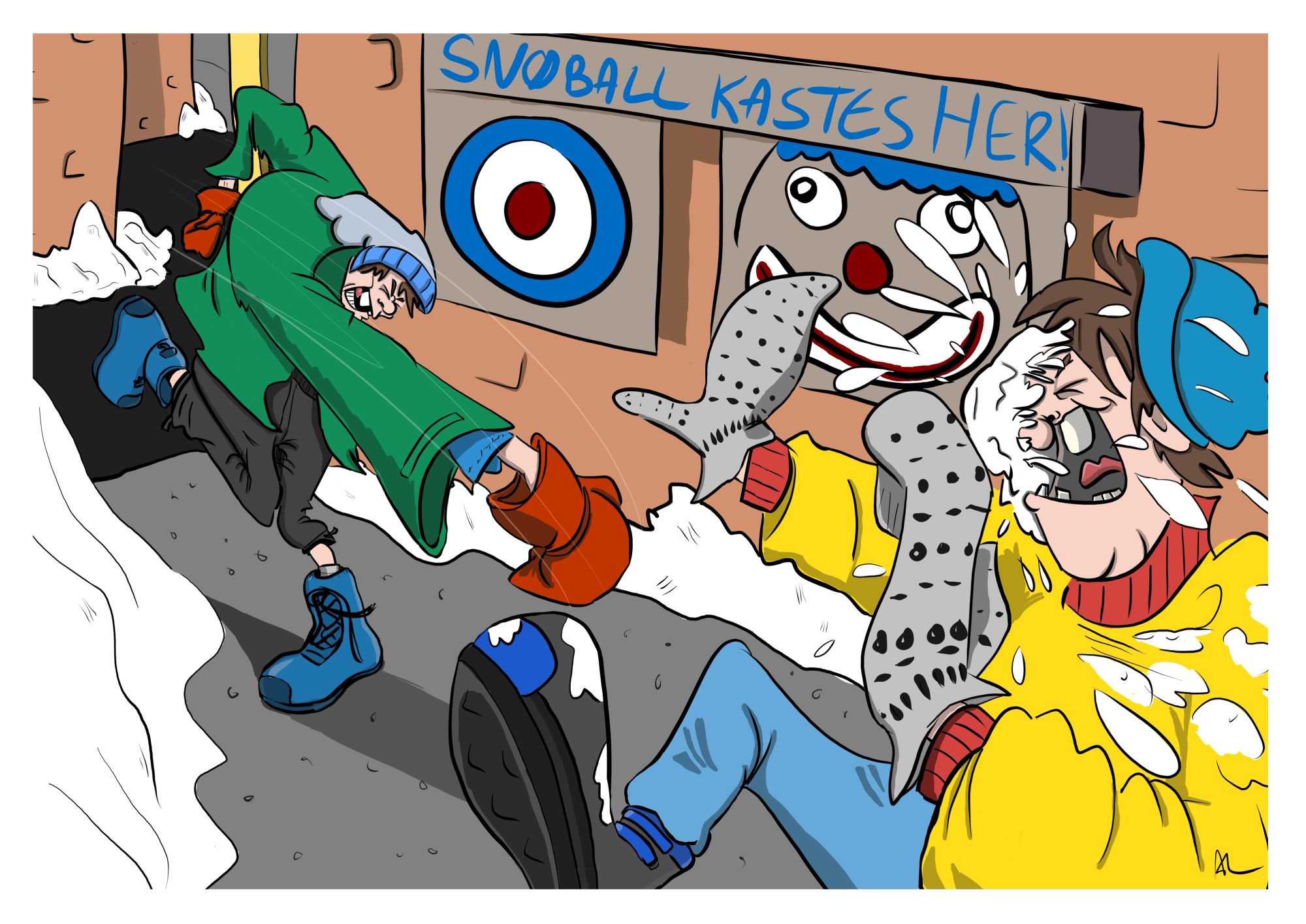 Kids throwing snowball