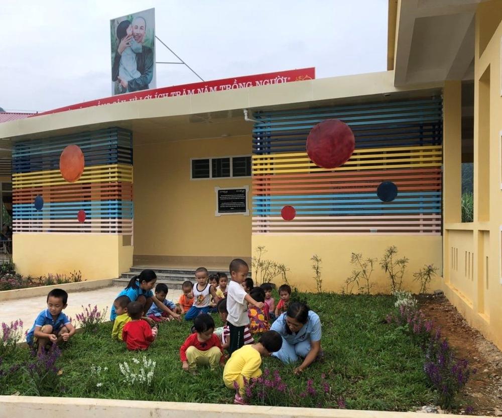 Children in Ngan’s community enjoy studying in a newly built school