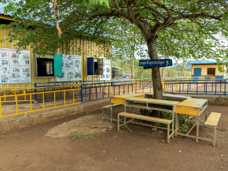A DEEP-supported school in rural Cambodia. Alongside more inclusive learning inside the classroom, ramps are helping make it easier for children with disabilities to get to and around school.