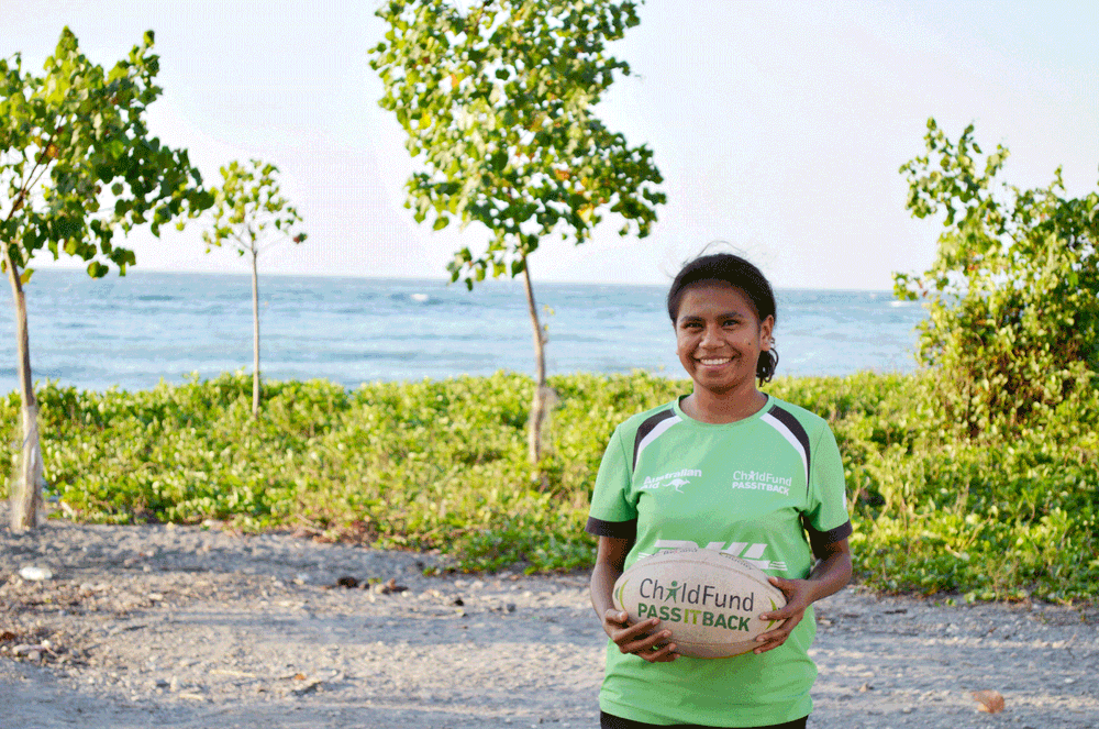 ChildFund Pass It Back female coach in Timor-Leste.