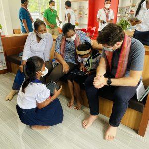 Matt visiting a school in Kratie.