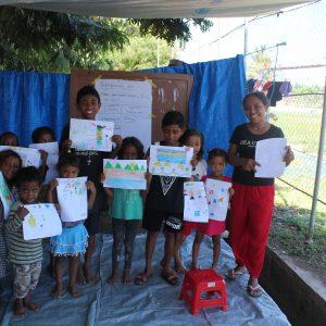 Children at the child-friendly space.