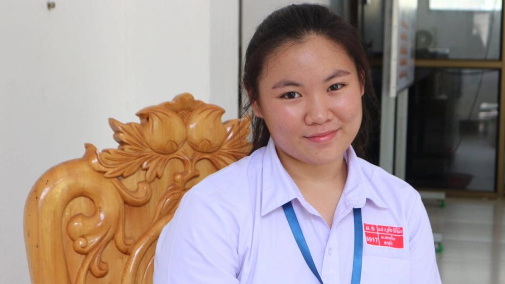 16-year-old Namfonh from Vietiane Capital, Laos, at the 2020 Lao Child Forum supported by ChildFund.