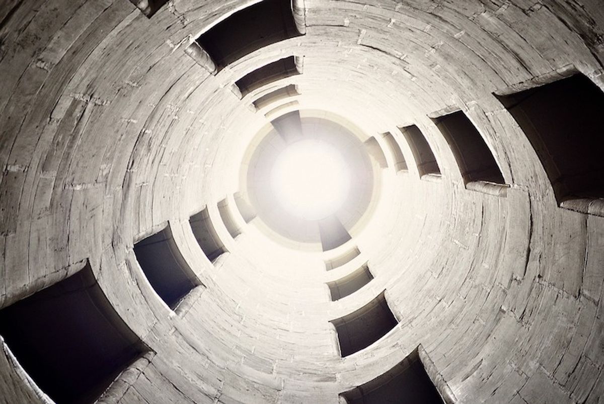 Looking up from inside a silo.