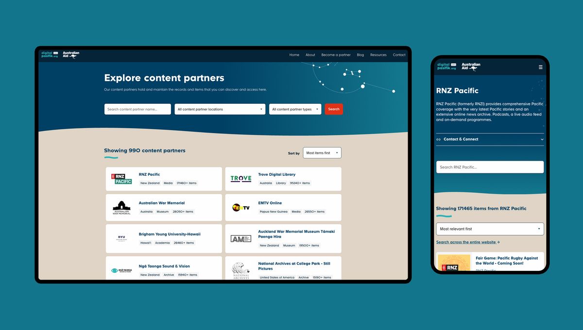 Digital Pasifik content partner listing and partner page