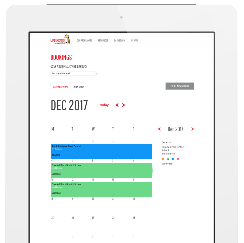 Life Ed - tablet calendar