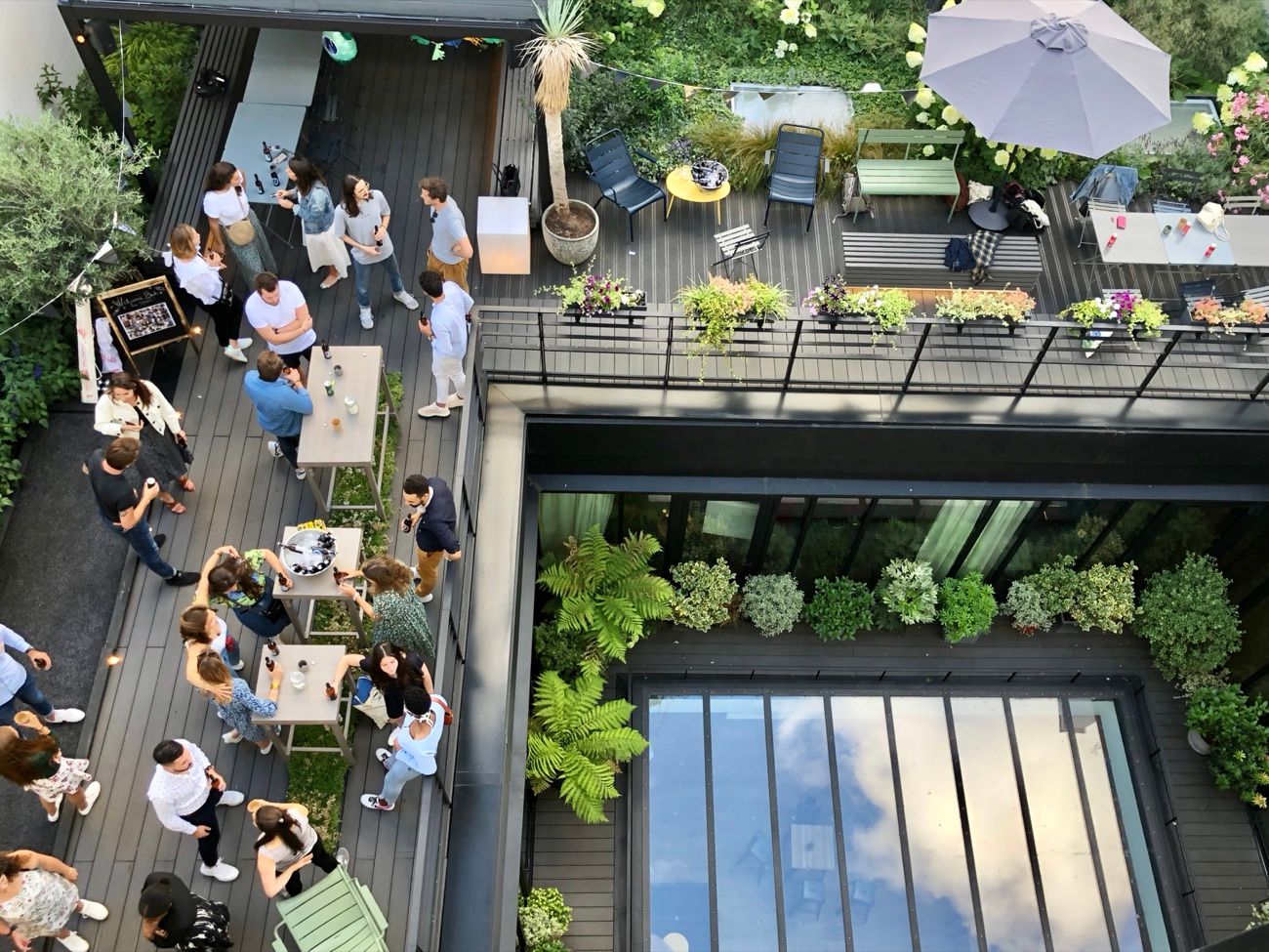 Aerial view of the green rooftop