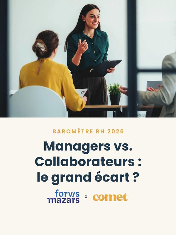Cover van de HR-barometer 2026 van Forvis Mazars x Comet: Managers vs. Medewerkers, een grote kloof?