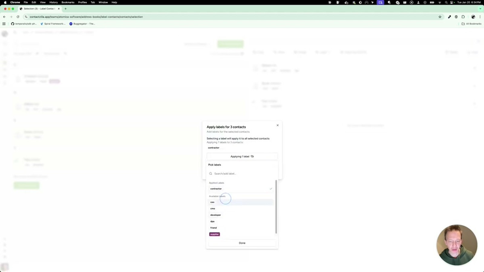 Address Book Settings showing label color management options