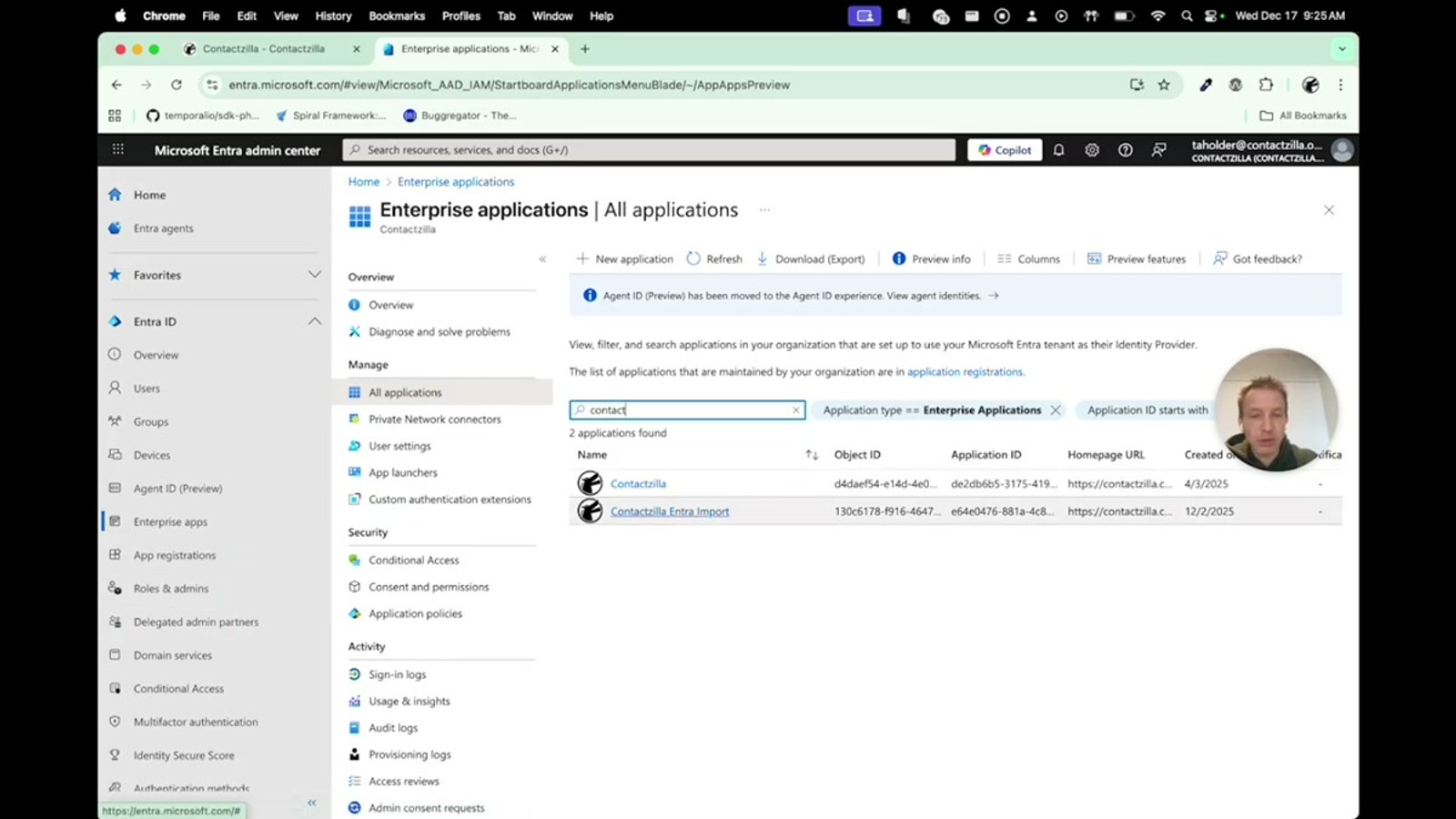 OIDC connector selection screen highlighting the Microsoft Entra Importer option