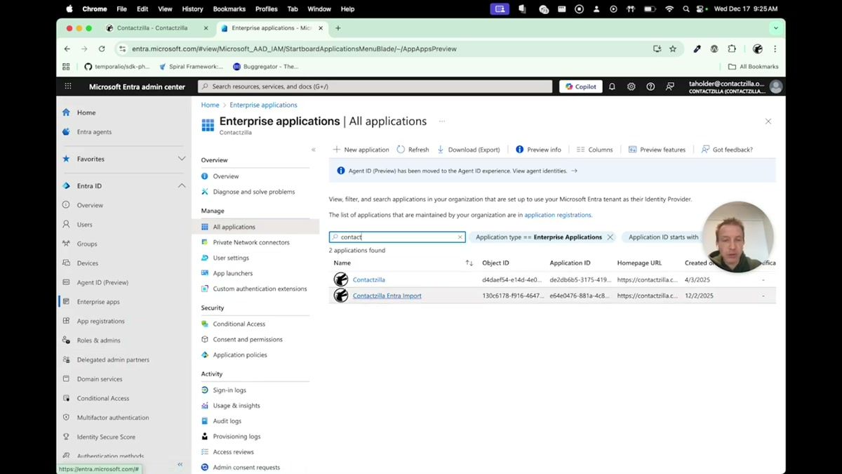OIDC connector selection screen highlighting the Microsoft Entra Importer option