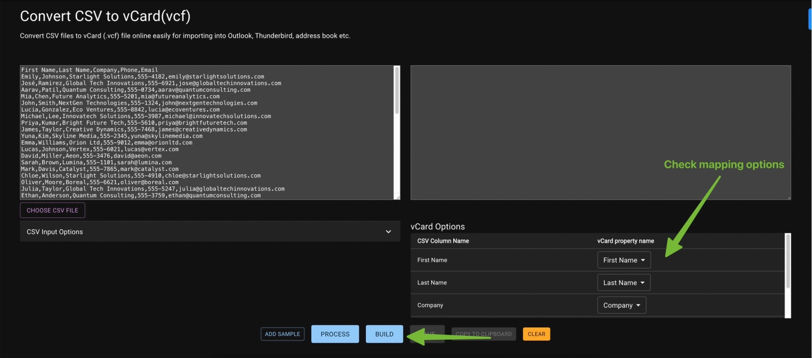 The export vCard option in Mac Contacts.