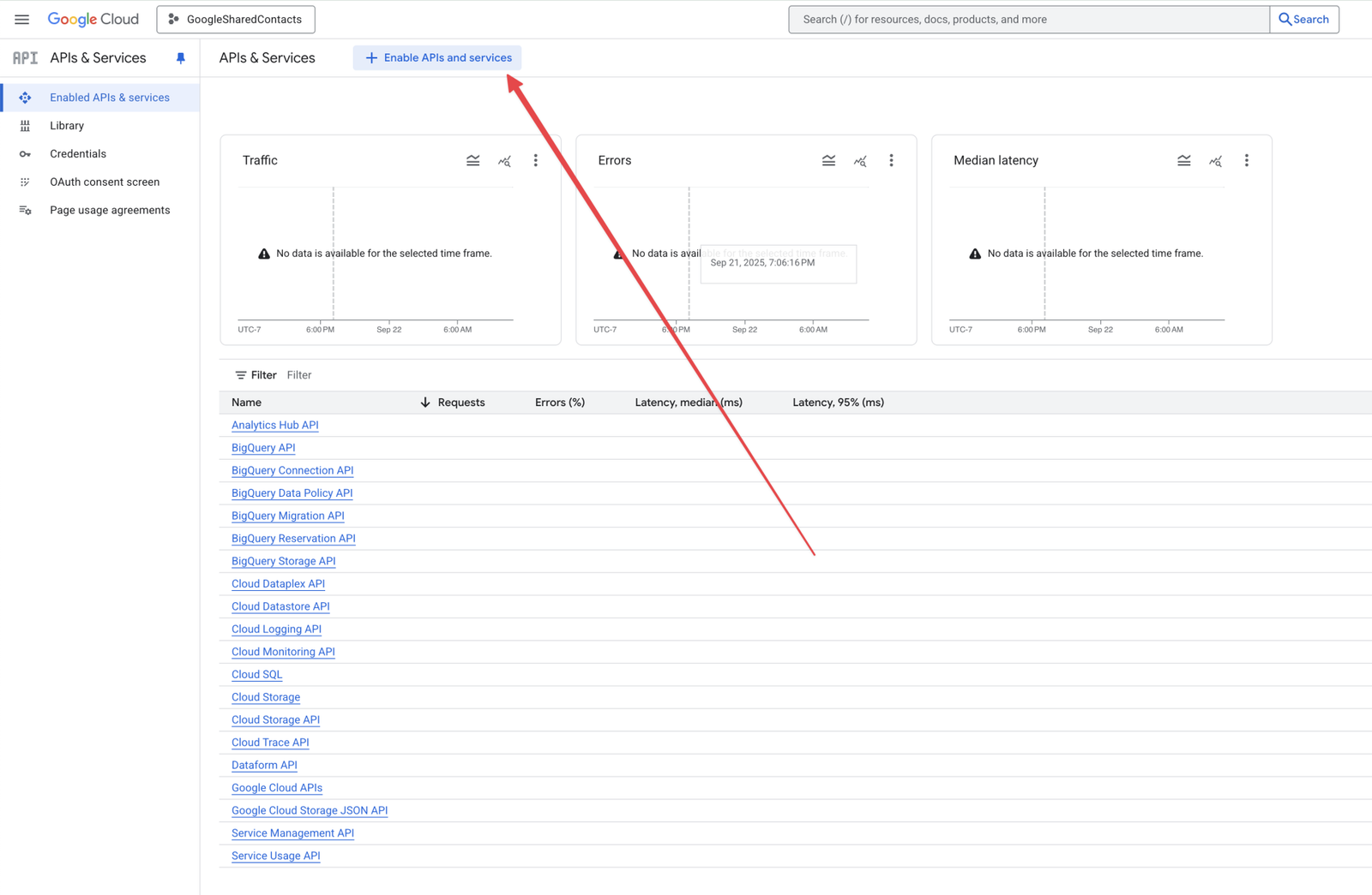 You need to enable API and Services