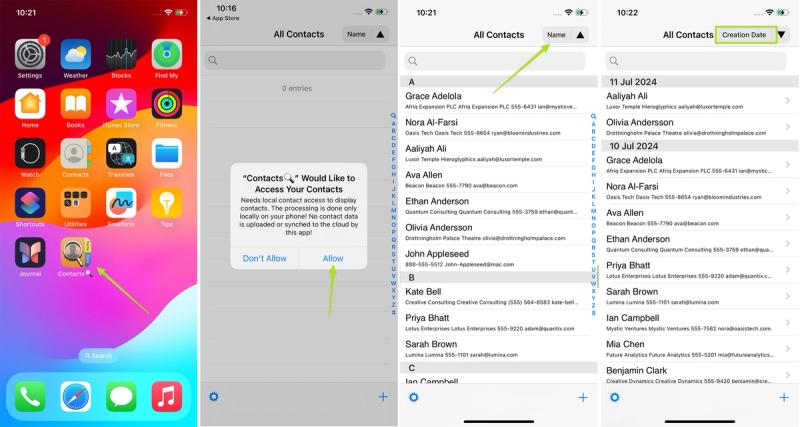 Using a third party app to sort your contacts by recently Added.