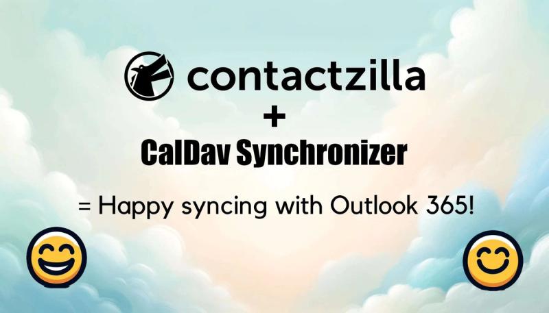 COntactzilla + Caldav syn text shown with happy faces showing successful syncing.