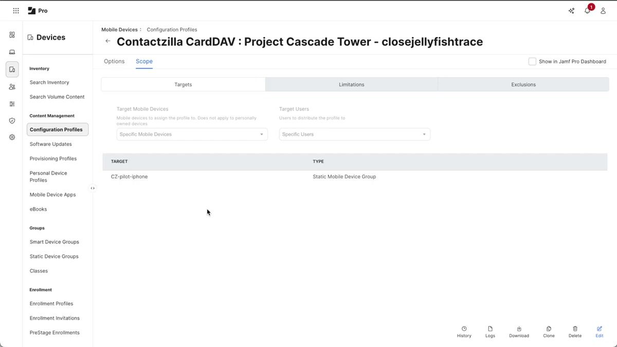 iPhone Contacts app showing synced Contactzilla contacts organized into lists matching Contactzilla labels