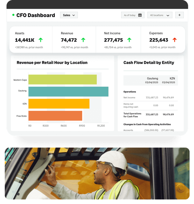 Screenshot of Sage Intacct showing ERP modules.