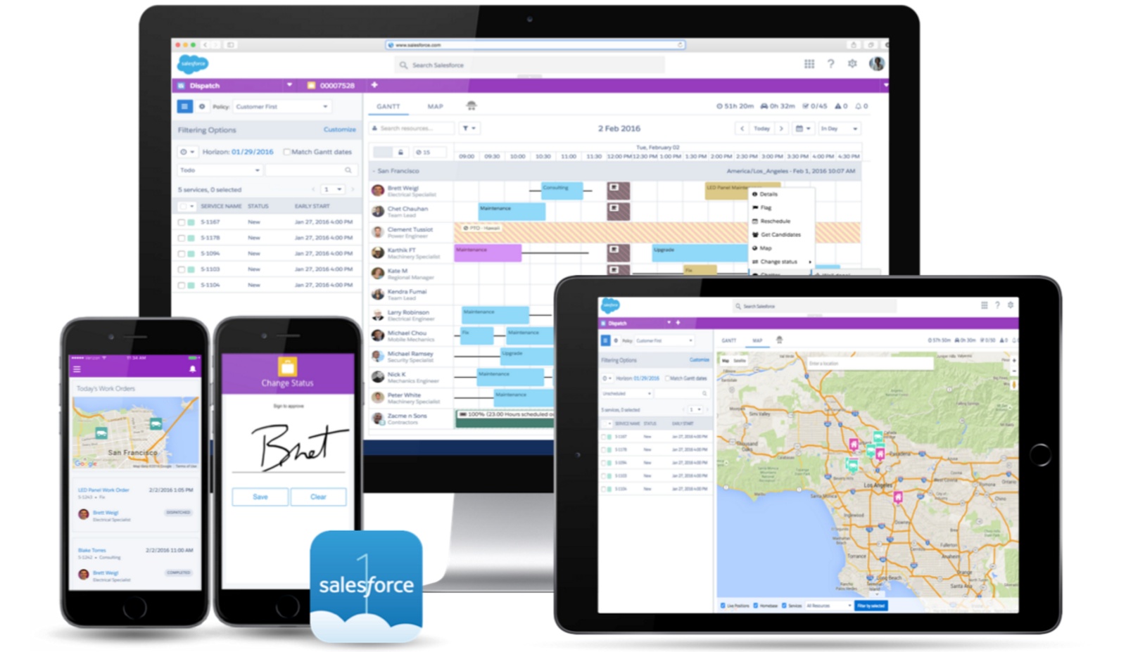 Jobber's comprehensive scheduling view with color-coded job assignments and technician availability